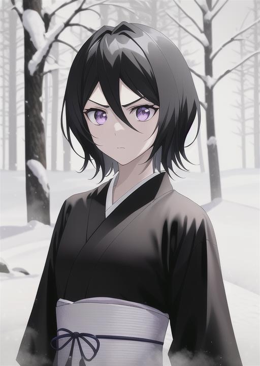 01374-763490360-vslinx_rukia, very dark purple eyes, short hair, ((completely black kimono with plain white middle band)), medium breasts, looki.png